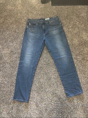 Ag Adriano Goldschmied Women's Cropped Straight-Leg Jeans in Blue Wash